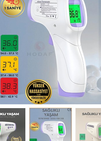 Temassız Dijital Ateş Ölçer Hızlı Ölçüm - Görsel 3