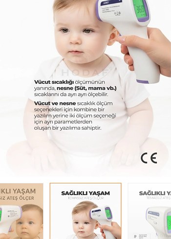 Temassız Dijital Ateş Ölçer Hızlı Ölçüm - Görsel 2