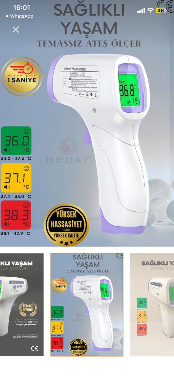 Temassız Dijital Ateş Ölçer Hızlı Ölçüm - Görsel 3