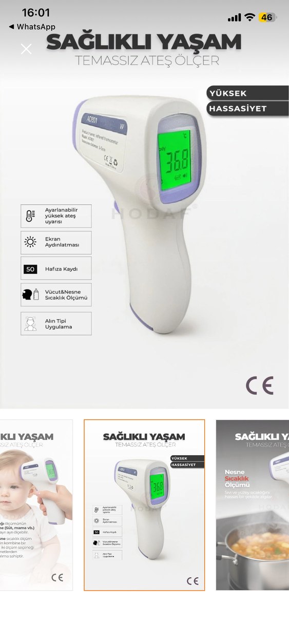 Temassız Dijital Ateş Ölçer Hızlı Ölçüm - Görsel 5