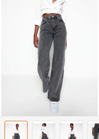 antrasit wide leg jean - Görsel 2