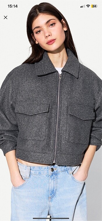 s Beden Bershka yumuşak crop ceket