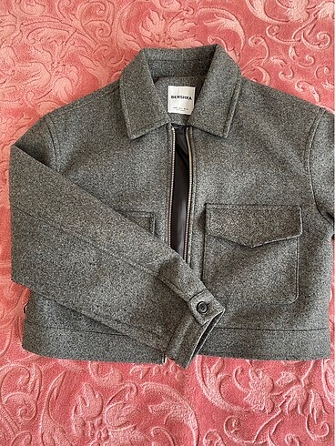 s Beden gri Renk Bershka yumuşak crop ceket