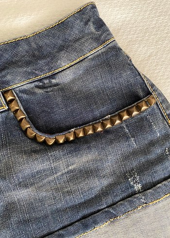 m Beden Y2K Grunge Zımbalı Denim Mini Etek