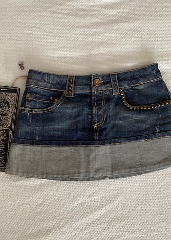 Y2K Grunge Zımbalı Denim Mini Etek