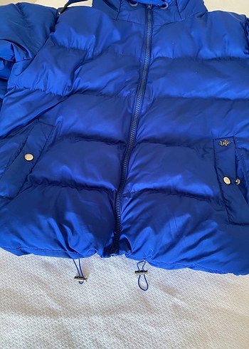 xs Beden lacivert Renk Parlak Mavi Oversize Kapüşonlu Şişme Mont