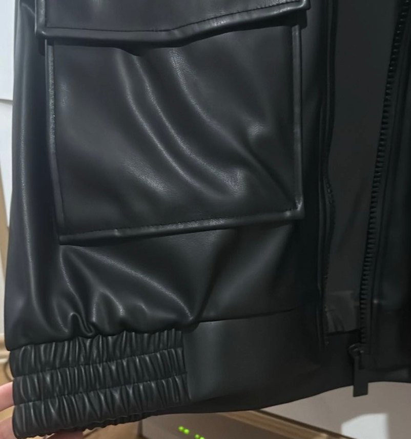 Stradivarius Siyah Deri Ceket - Görsel 5