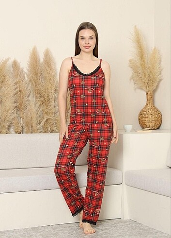xxl Beden Askılı Dantelli Pijama Takımı