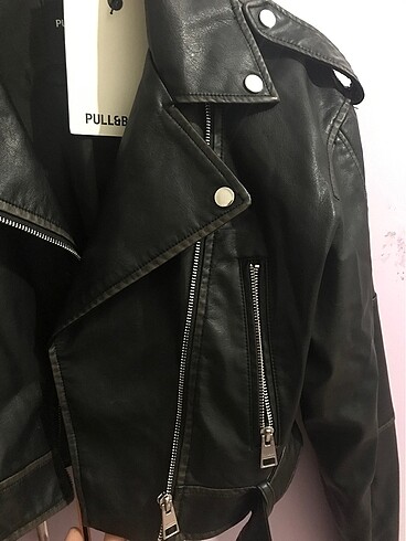 Pull and Bear Pull bear crop deri ceket