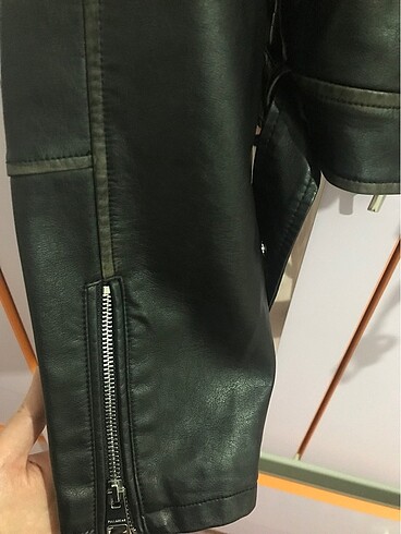 s Beden kahverengi Renk Pull bear crop deri ceket