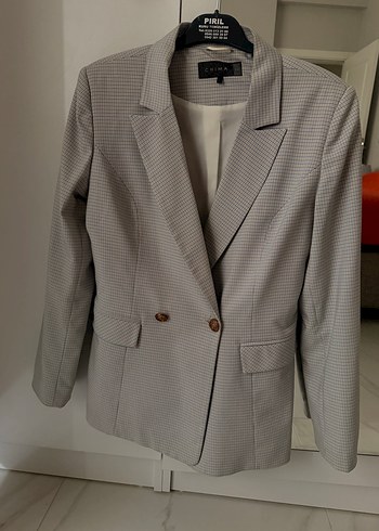 Düğmeli Gri Kadın Blazer Ceket