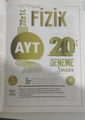 MikroOrijinal AYT Fizik 20'li Deneme Sınavı - Görsel 2
