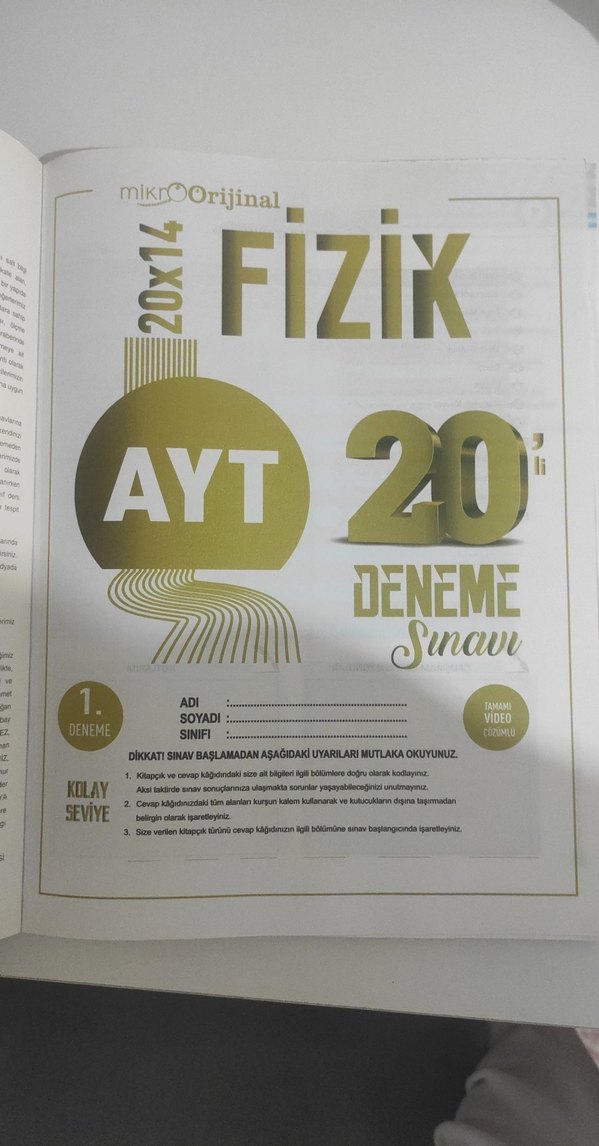MikroOrijinal AYT Fizik 20'li Deneme Sınavı - Görsel 2