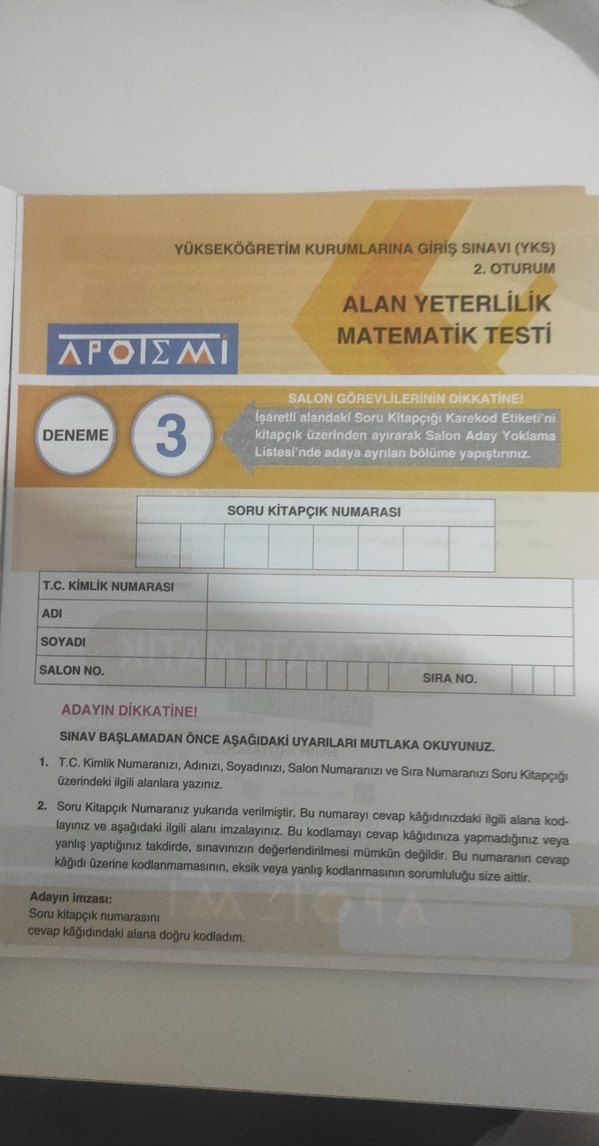 15 AYT Matematik Denemeleri - Apotemi - Görsel 2