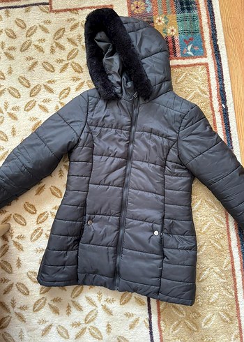 Siyah Kadın Suni Kürklü Günlük Mont - Görsel 3