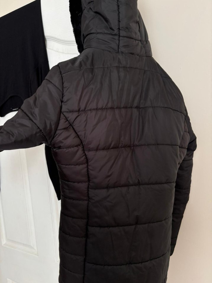 Siyah Kadın Suni Kürklü Günlük Mont - Görsel 2