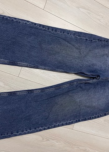 m Beden Zincir Detaylı Gri Mavi Kadın Denim Pantolon