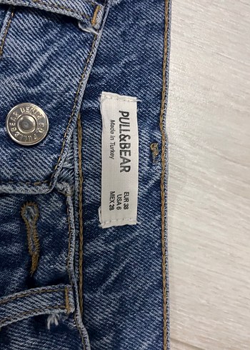 Pull and Bear Zincir Detaylı Gri Mavi Kadın Denim Pantolon