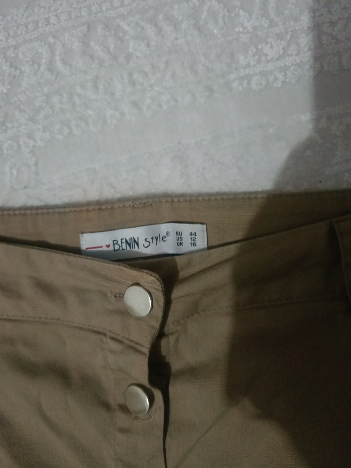 Düğmeli Bej Kadın Uzun Keten Etek - Görsel 3