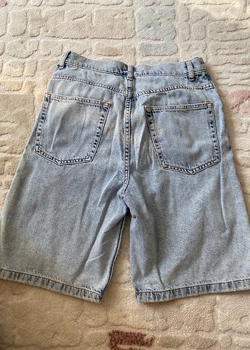 Gri Mavi Kadın Denim kapri Şort