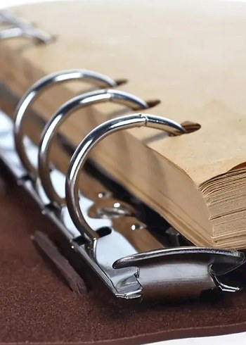 Pusula Desenli Kırmızı Deri Defter - Görsel 6