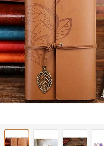 Kahverengi Yaprak Detaylı Deri Defter