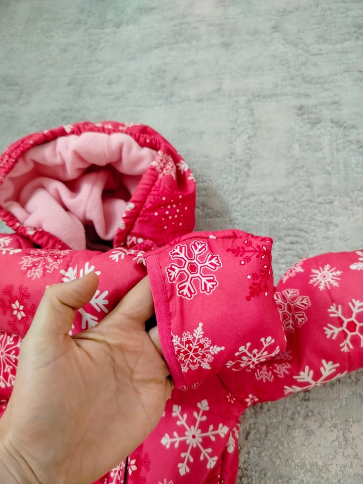 Kız Bebek Renkli Kar Desenli Kürklü cosmonot tulumu - Görsel 2