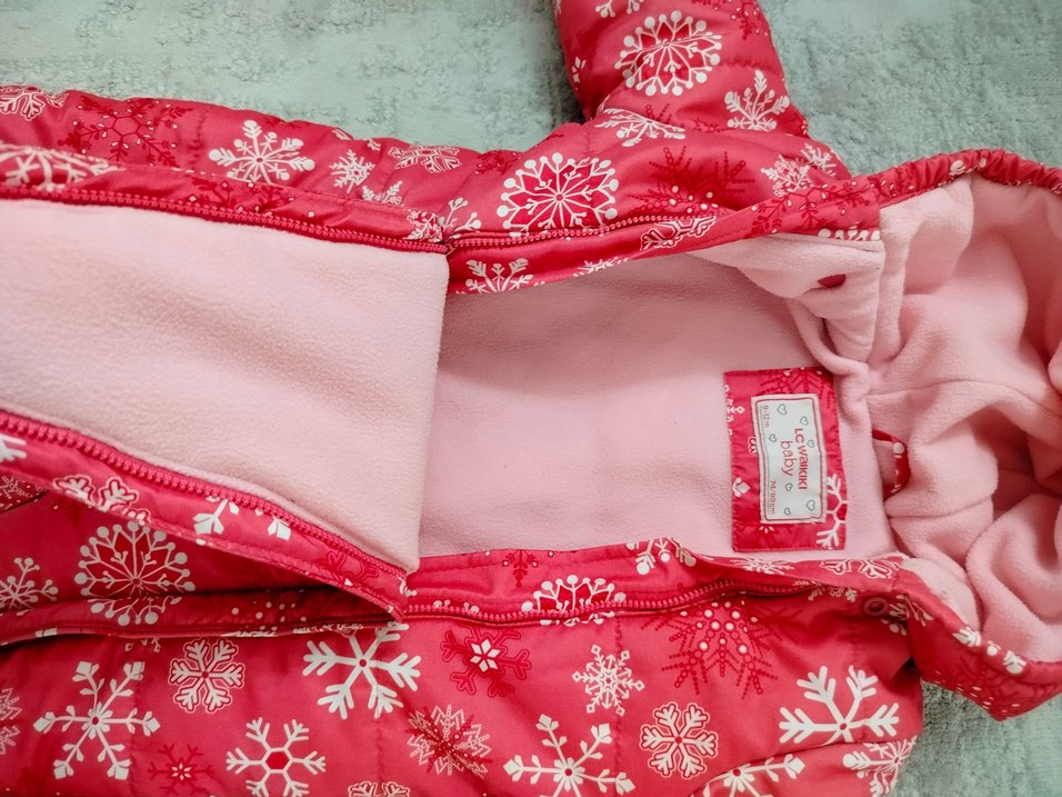 Kız Bebek Renkli Kar Desenli Kürklü cosmonot tulumu - Görsel 5