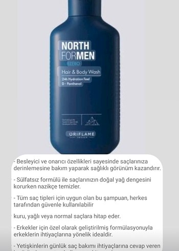 Oriflame North For Men Saç ve Vücut Şampuanı