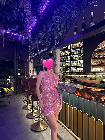 xs Beden pembe Renk zara pembe payetli elbise