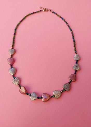 Accessorize Pembe Boncuklu Kalp Kolye