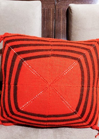 Kırmızı vintage kırlent kılıfı - Görsel 2