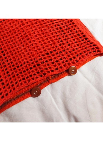 Kırmızı vintage kırlent kılıfı - Görsel 3