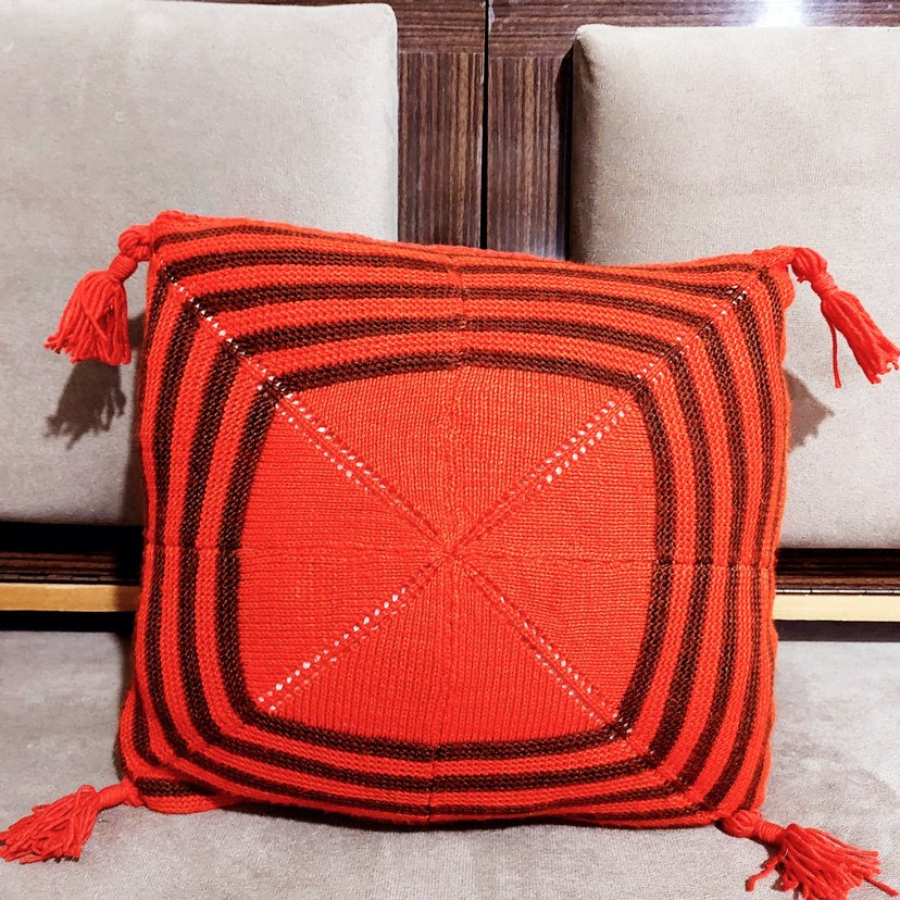 Kırmızı vintage kırlent kılıfı - Görsel 2