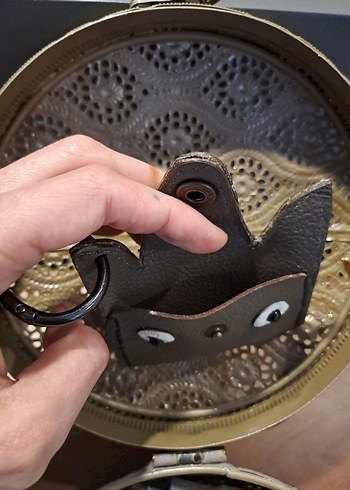 Kedi Figürlü Gri  Deri Charm - Görsel 4