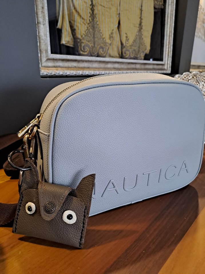 Kedi Figürlü Gri  Deri Charm - Görsel 5