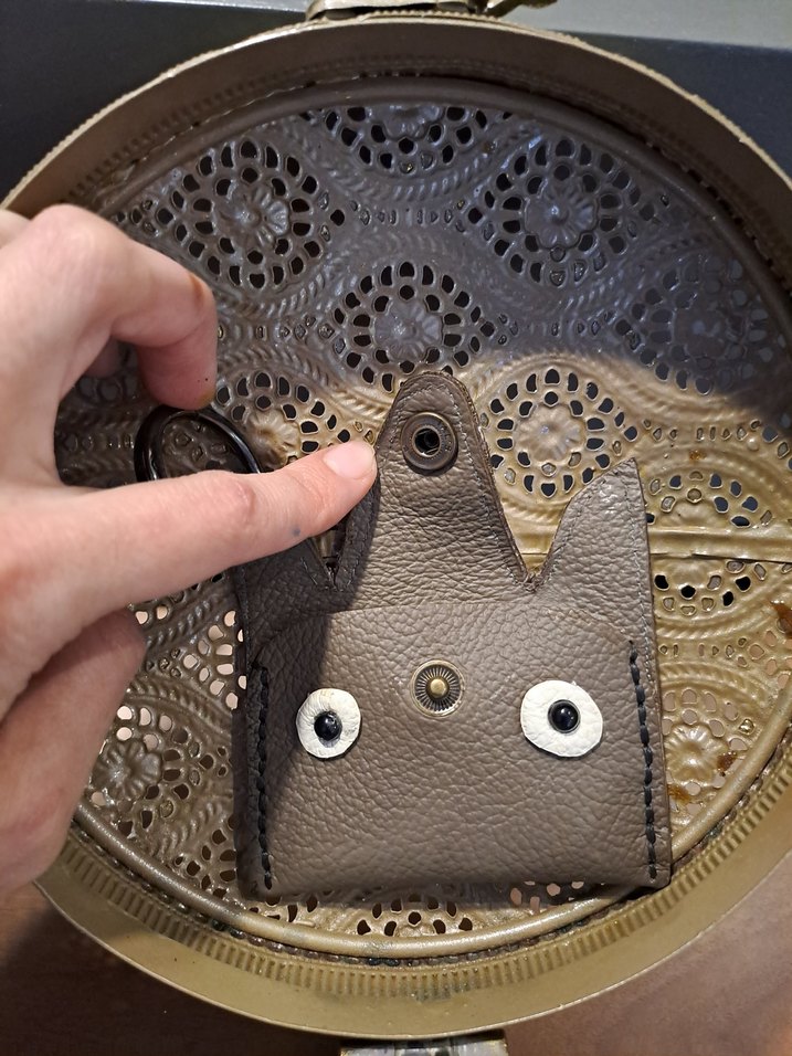 Kedi Figürlü Gri  Deri Charm - Görsel 2