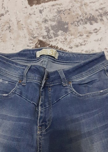 Yırtık Detaylı Mavi Denim Kadın Pantolon - Görsel 2