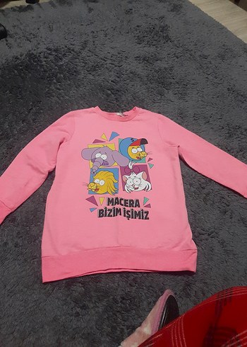 Kız Çocuk Pembe Baskılı Sweatshirt - Görsel 2