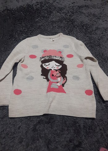 Kız Çocuk Gri Baskılı Triko Sweatshirt - Görsel 2