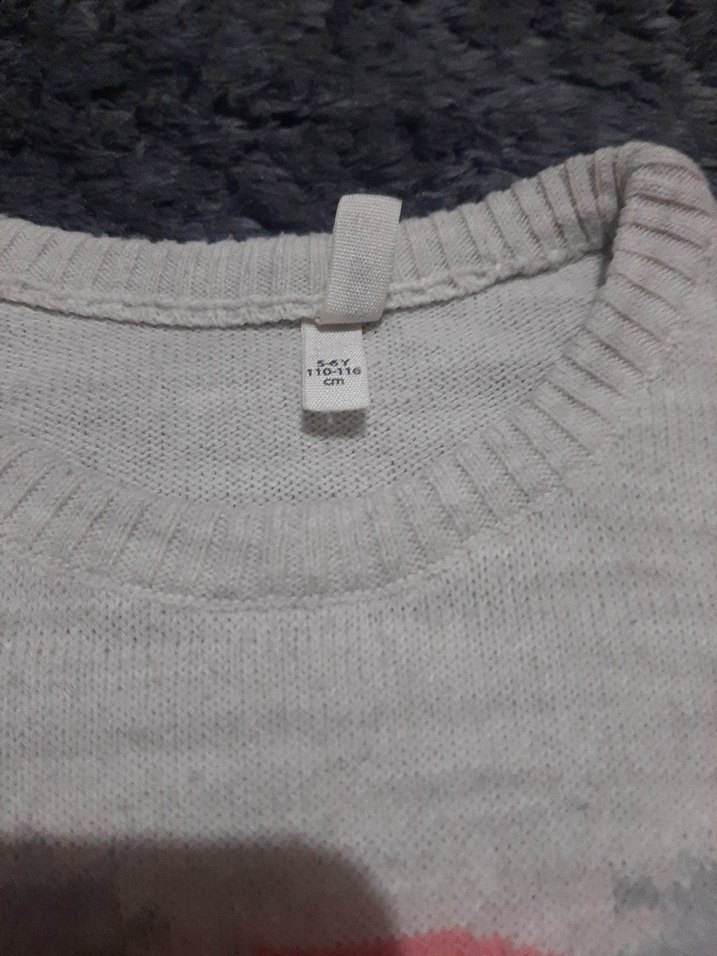 Kız Çocuk Gri Baskılı Triko Sweatshirt - Görsel 3