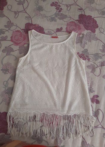 Dantel Detaylı Beyaz Püsküllü bluz - Görsel 2