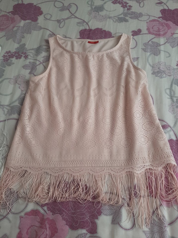 Püsküllü Dantel Detaylı Pembe Bluz - Görsel 2