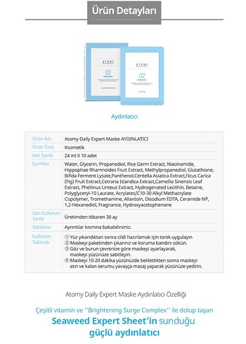 Atomy Günlük Aydınlatıcı Yüz Maskesi - Görsel 7