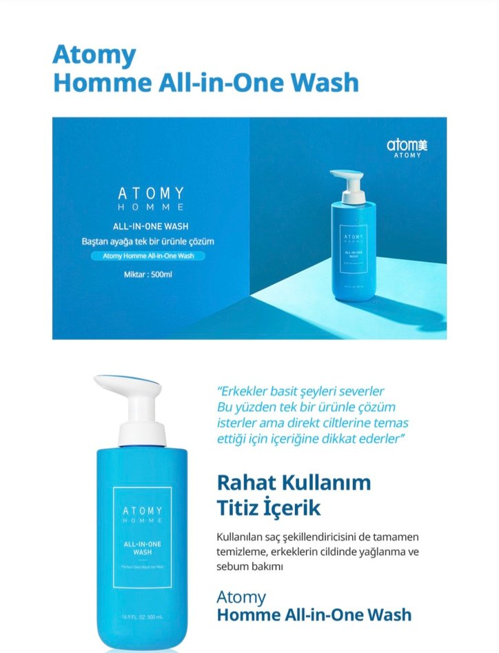 Atomy Homme All-in-One  Temizleyici 500ml - Görsel 3