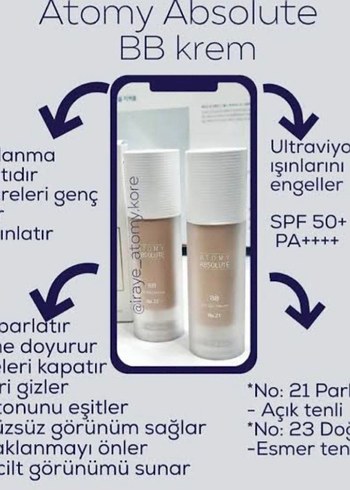 Atomy Absolute BB Krem SPF50+ Pastel Bej - Görsel 8