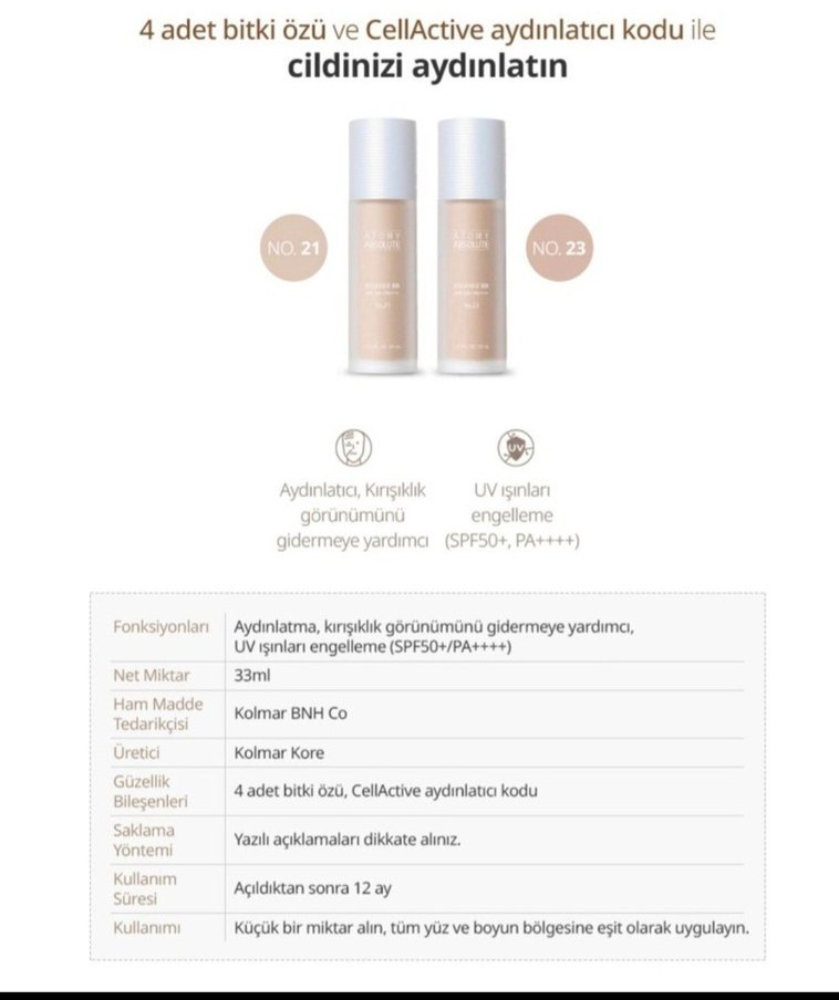 Atomy Absolute BB Krem SPF50+ Pastel Bej - Görsel 3