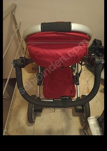 Kırmızı Bebek Arabası Gri Detaylı - Görsel 2