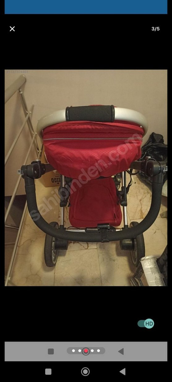 Kırmızı Bebek Arabası Gri Detaylı - Görsel 2