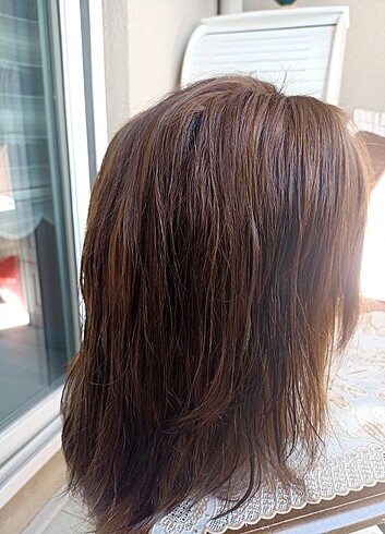  Beden kahverengi Renk Gerçek saçtan yapılmış peruk